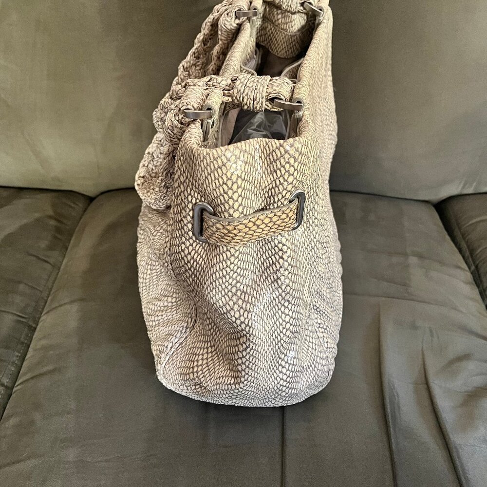Cole Haan "Laury" Cobra Tote, Cream and Gray - Picture 10 of 14